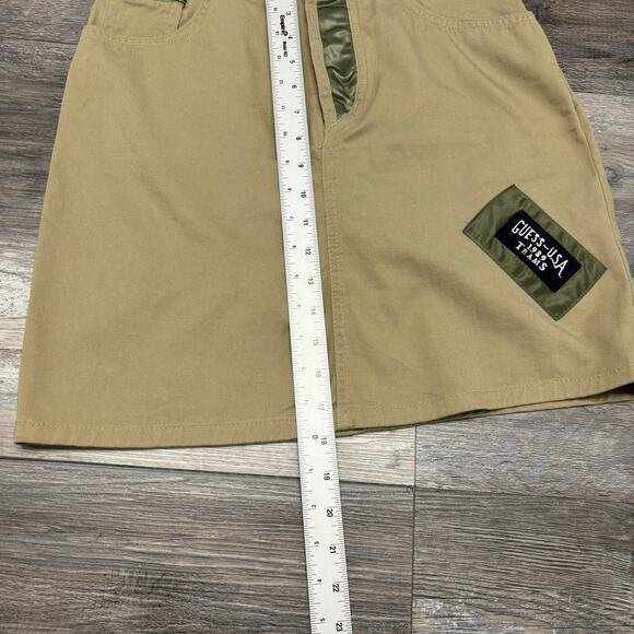 Vintage 80s 90s Guess Georges Marciano Tan Green Womens 26" Denim Mini Skirt USA - Picture 7 of 10